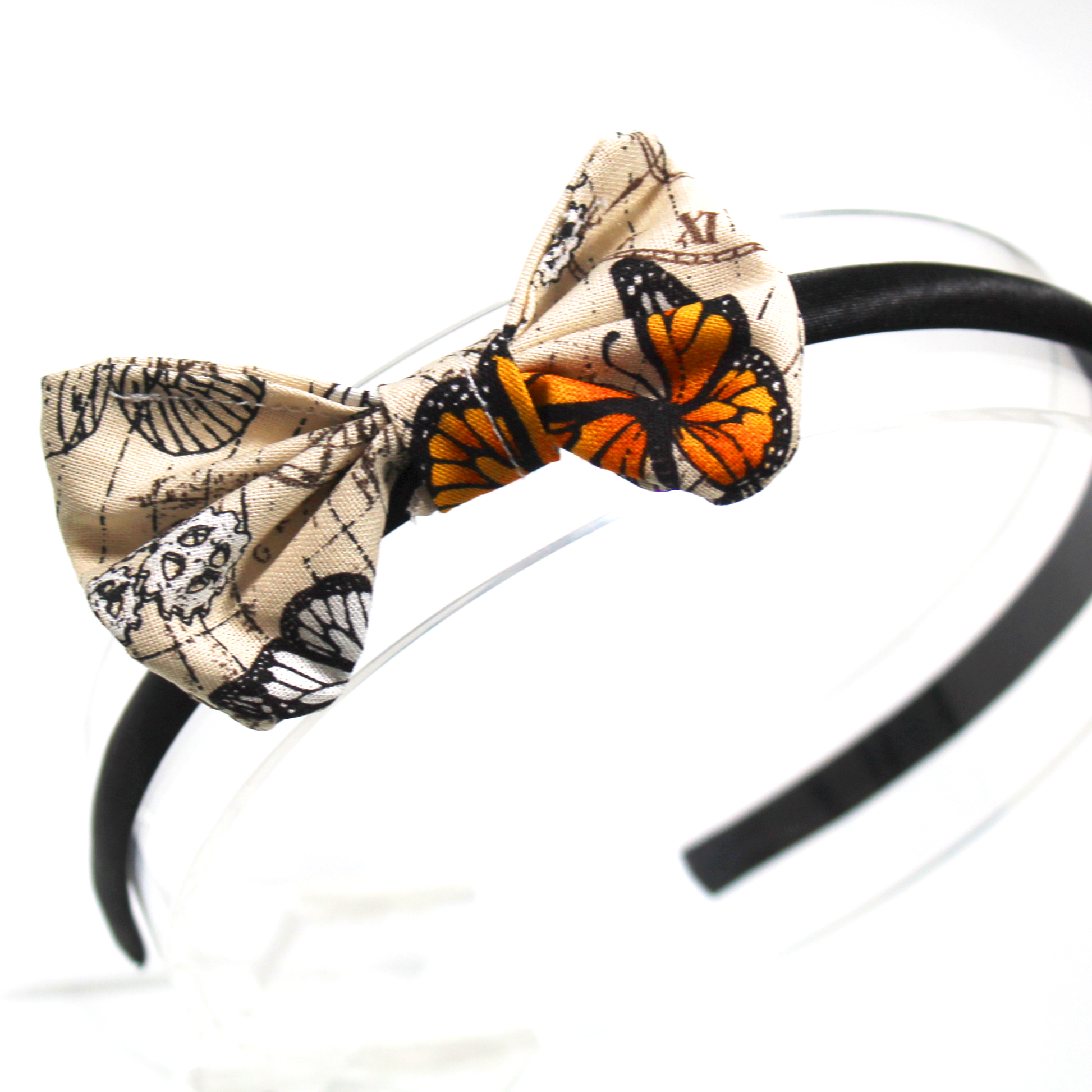 Steampunk Butterfly Headband, steampunk bow on a satin hair band