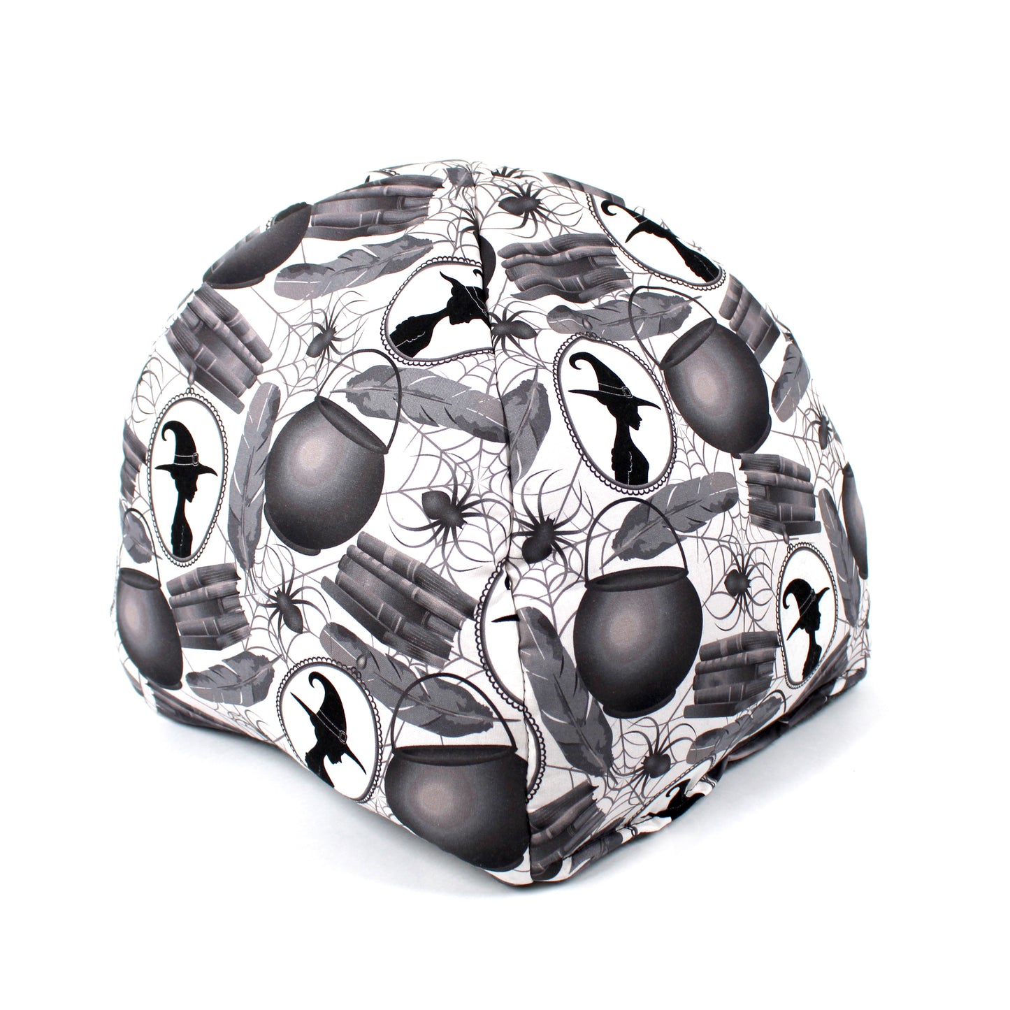 Helmet with black and white pattern on a white background