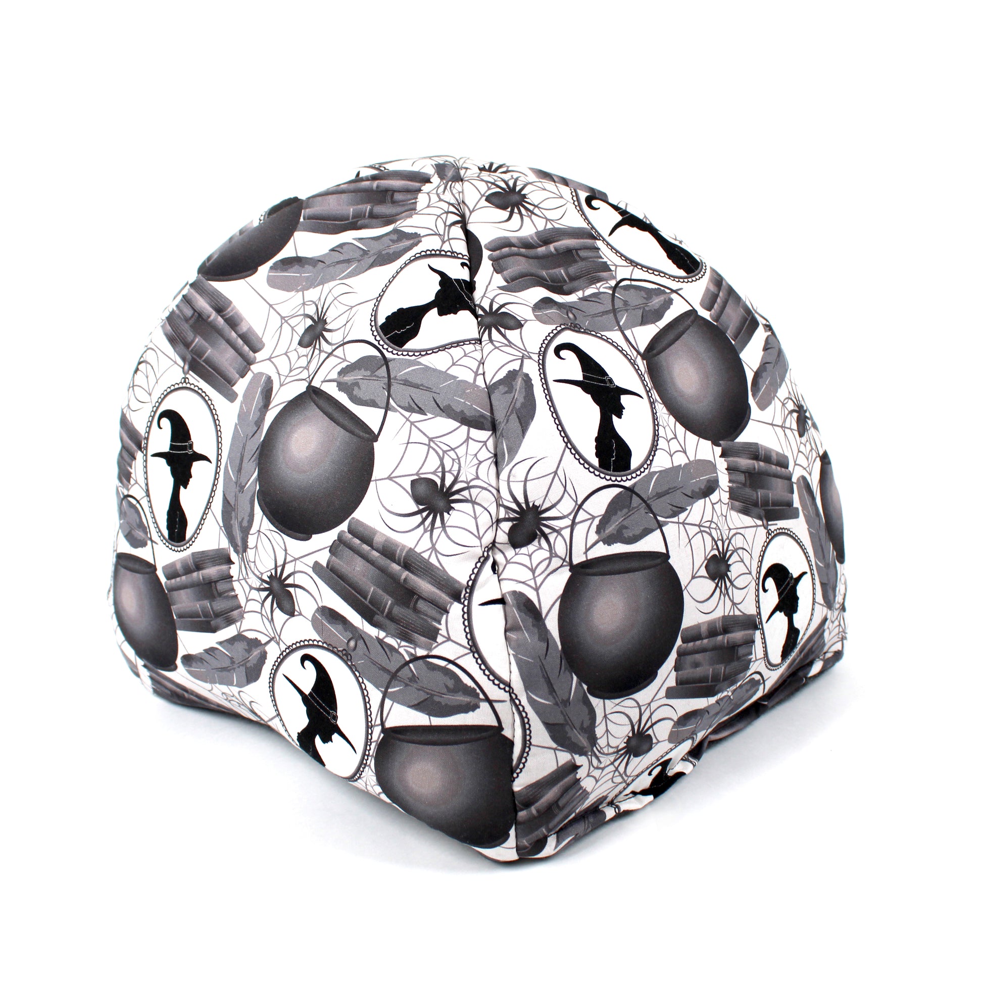 Helmet with black and white pattern on a white background