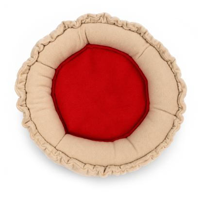 Jam Tart guinea pig doughnut bed with biscuit-coloured fleece and red centre