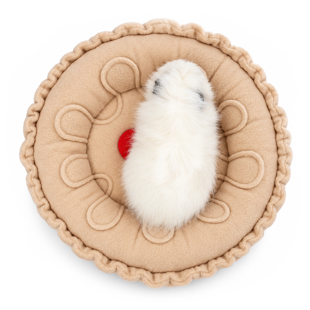 Halloumi Jammy Dodger guinea pig doughnut bed with heart detail