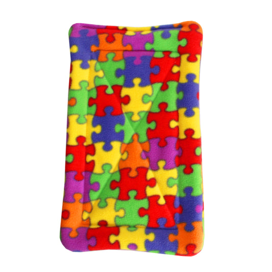 Absorbent Rainbow Jigsaw Fleece Guinea Pig Pee Pad