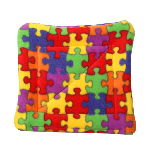 Pair Of Square Guinea Pig Rainbow Jigsaw Pee Pads, view of a single pee pad for guinea pigs