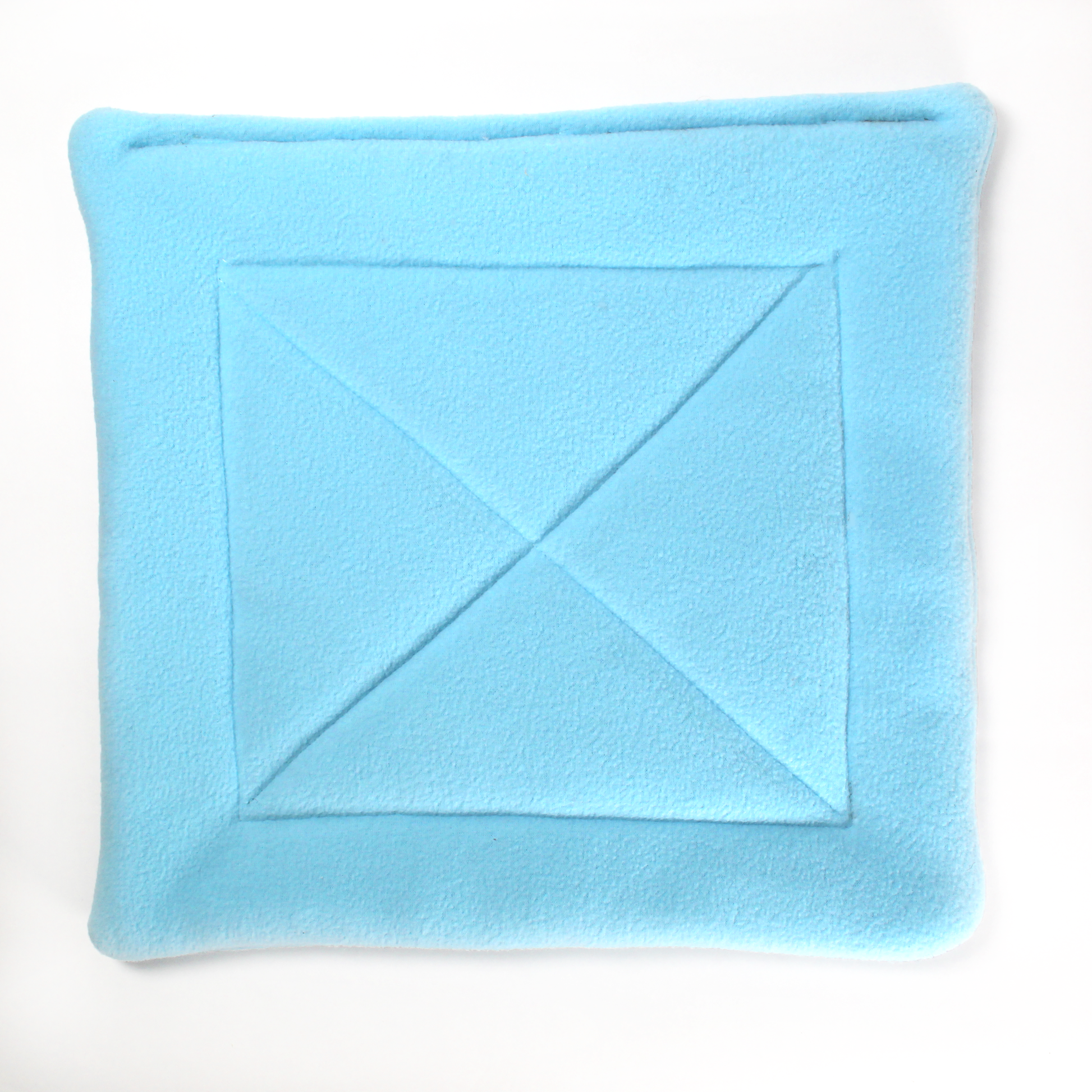 Large Square Light Blue Pee Pad for Guinea Pigs, overhead view of the lap pad for guinea pigs