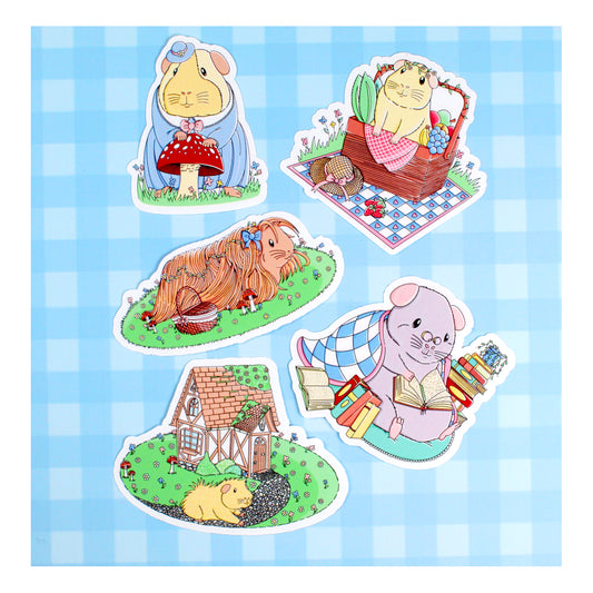 Large Cottagecore Guinea Pig Sticker Pack