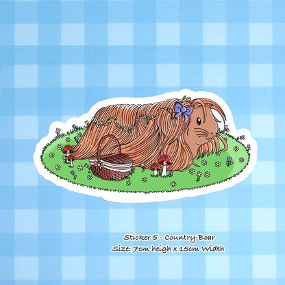 Small Cottagecore Guinea Pig Sticker Pack