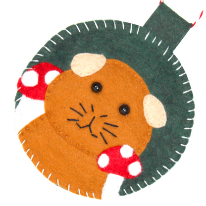 Felt Guinea Pig With Mushroom Ornament