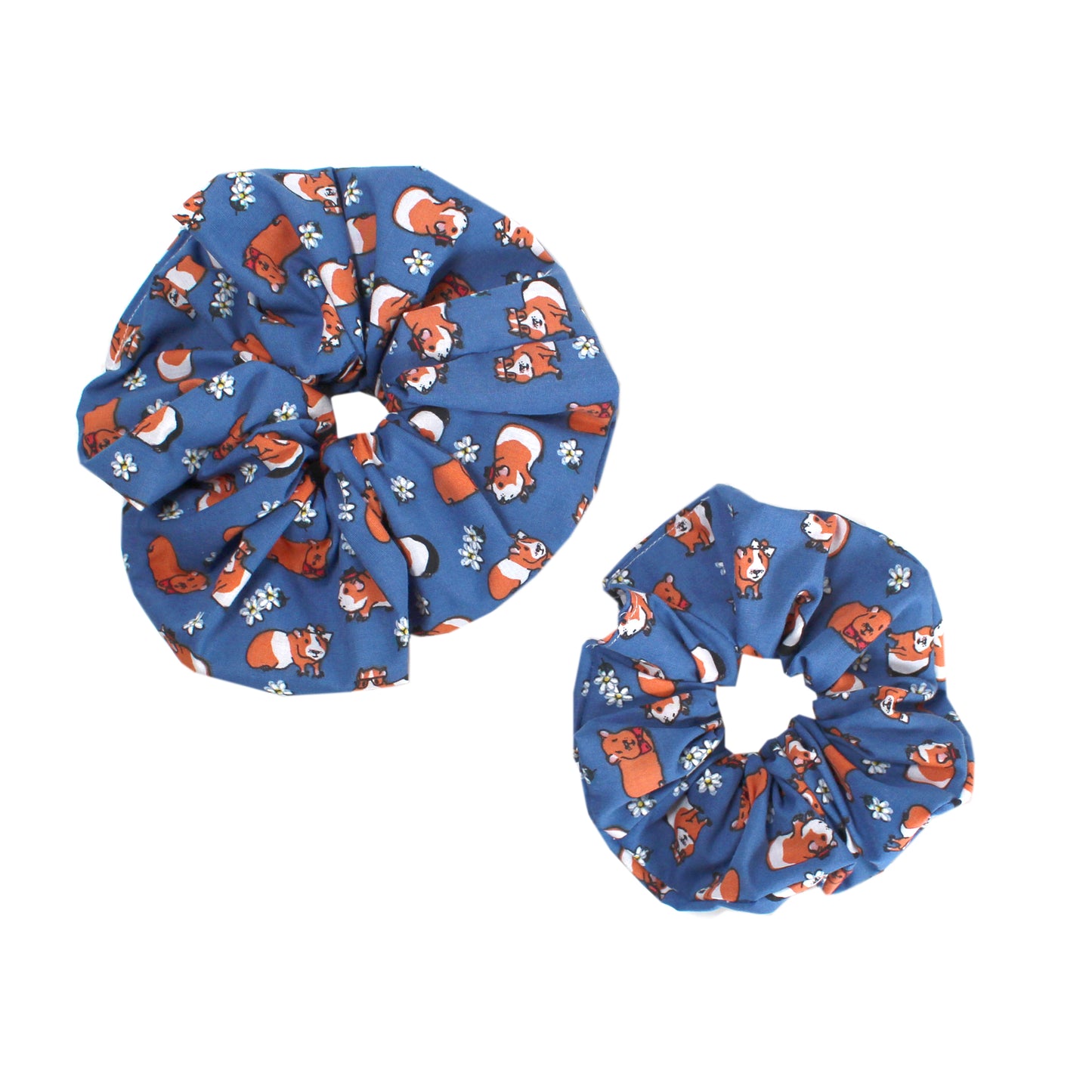 Navy Blue Guinea Pig Hair Scrunchie - Large Or Regular Scrunchie