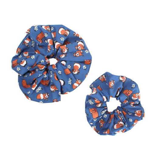Navy Blue Guinea Pig Hair Scrunchie - Large Or Regular Scrunchie