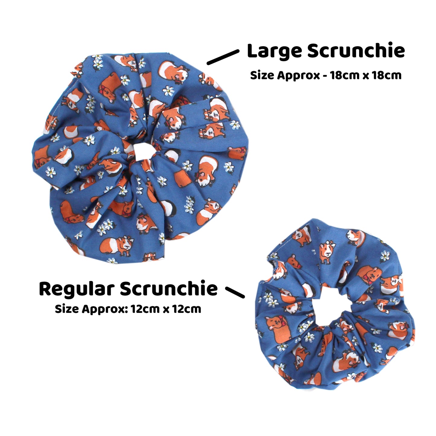 Navy Blue Guinea Pig Hair Scrunchie - Large Or Regular Scrunchie
