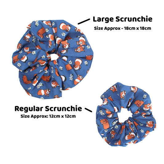 Navy Blue Guinea Pig Hair Scrunchie - Large Or Regular Scrunchie