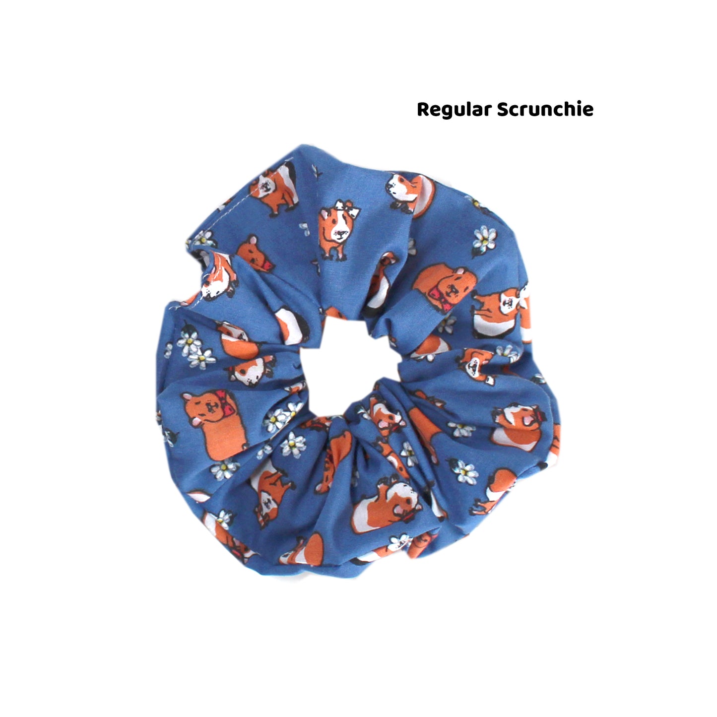 Navy Blue Guinea Pig Hair Scrunchie - Large Or Regular Scrunchie