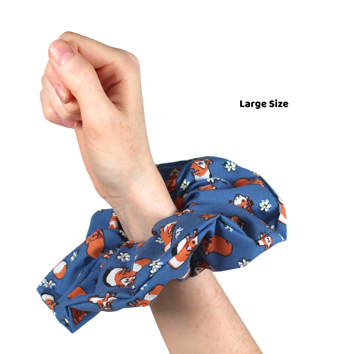 Navy Blue Guinea Pig Hair Scrunchie - Large Or Regular Scrunchie