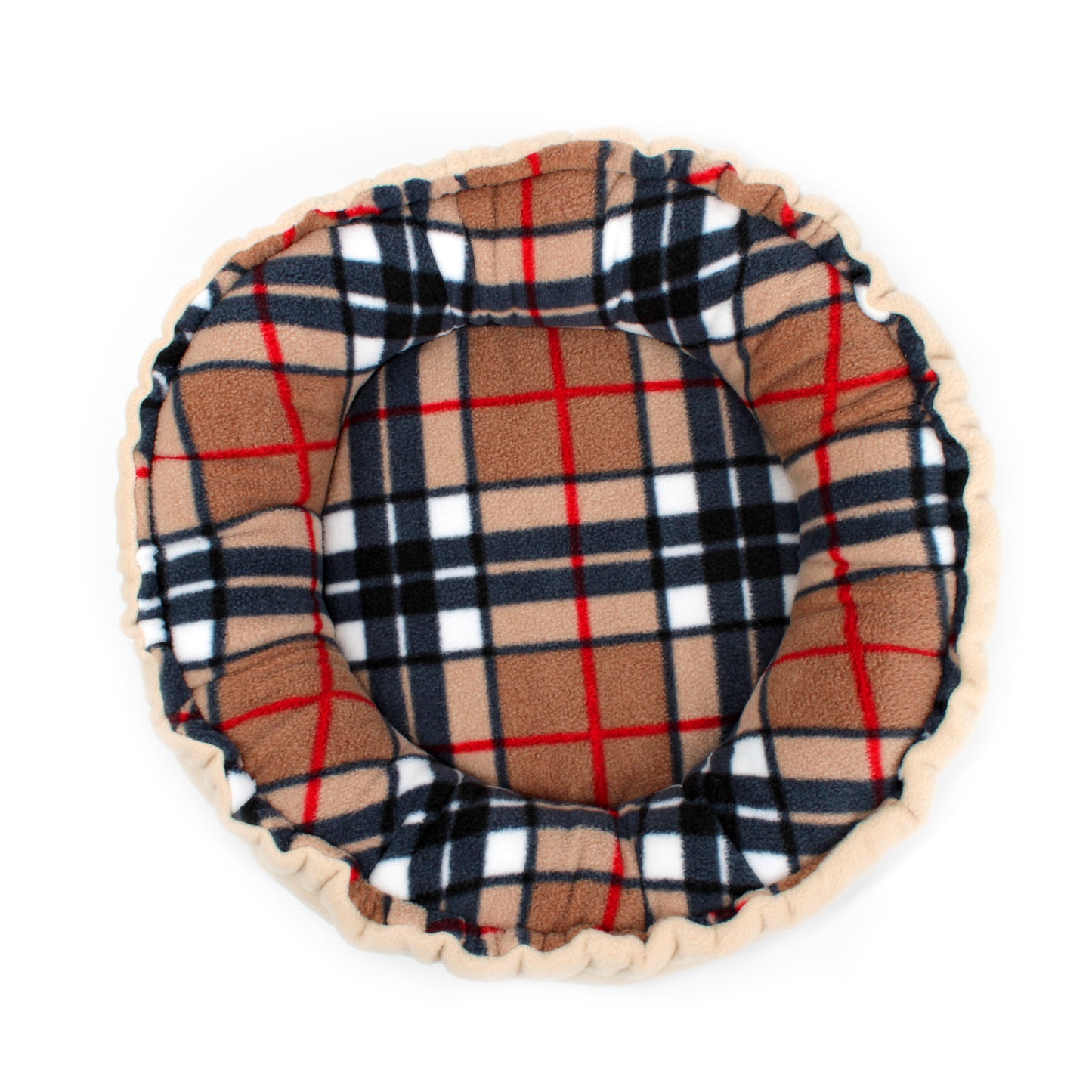 Beige Nova Checked Doughnut Bed
