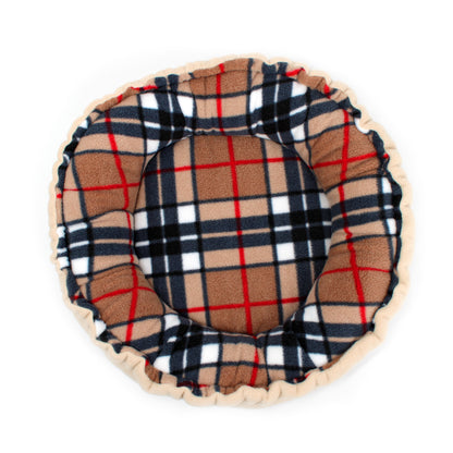 Beige Nova Checked Doughnut Bed