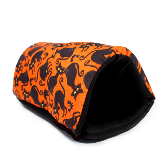 Black Cat Halloween Squish Tunnel, front view of the tunnel for guinea pigs