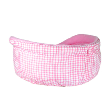 Pink Gingham Guinea Pig Bed, rear view empty