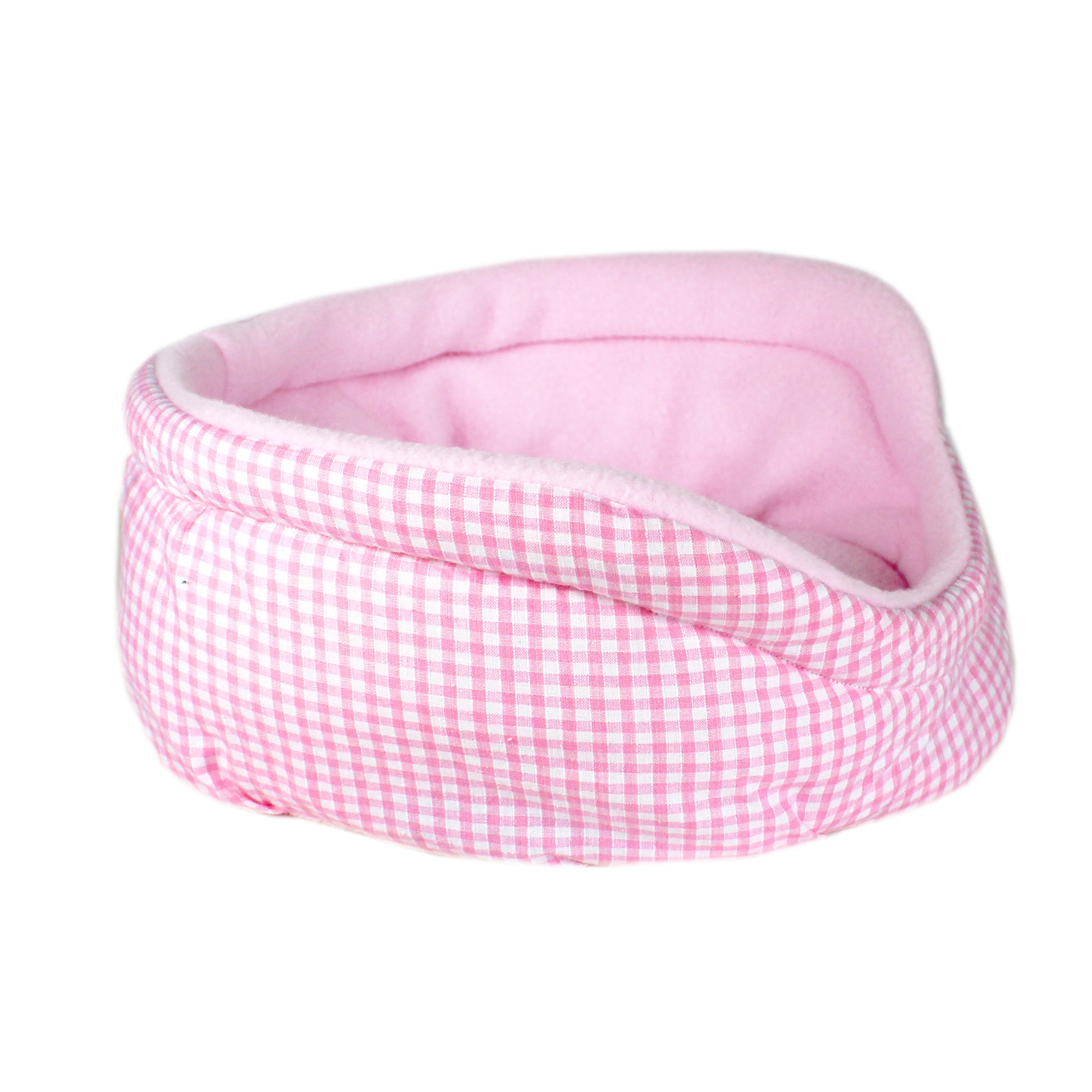 Pink Gingham Guinea Pig Bed, other side view view no guinea pig