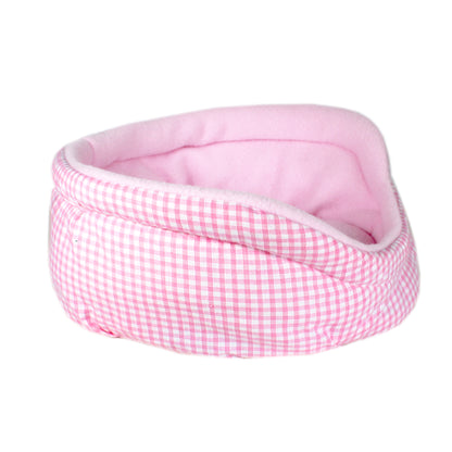 Pink Gingham Guinea Pig Bed, other side view view no guinea pig