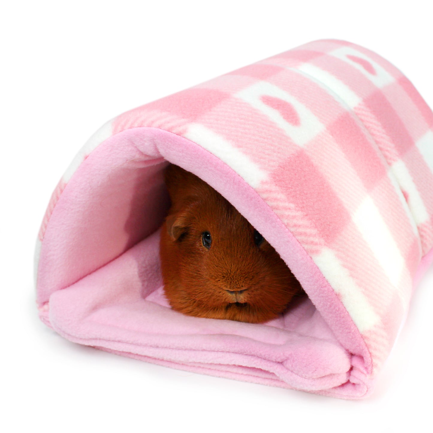 Pink Gingham Hearts  Squish Tunnel for Guinea Pigs