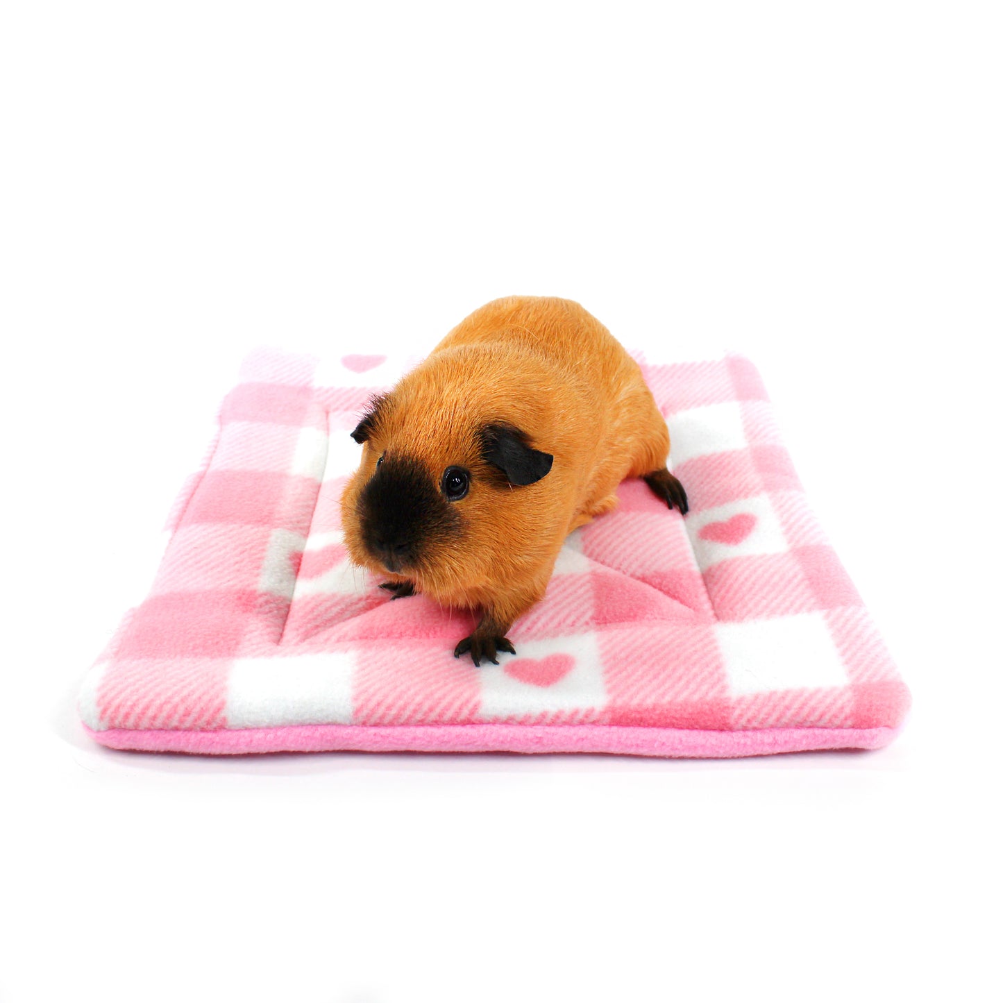 Large Pink Gingham Heart Pattern Pee Pad for Guinea Pigs
