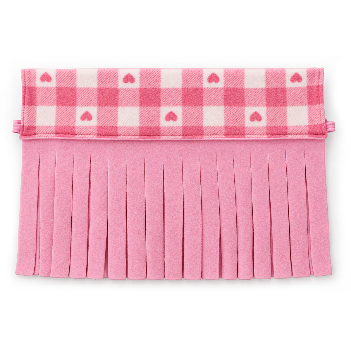 Pink Heart Gingham fleece forest for guinea pigs with soft pink strip curtains