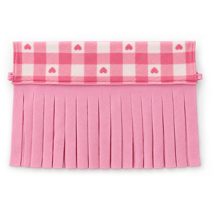 Pink Heart Gingham fleece forest for guinea pigs with soft pink strip curtains