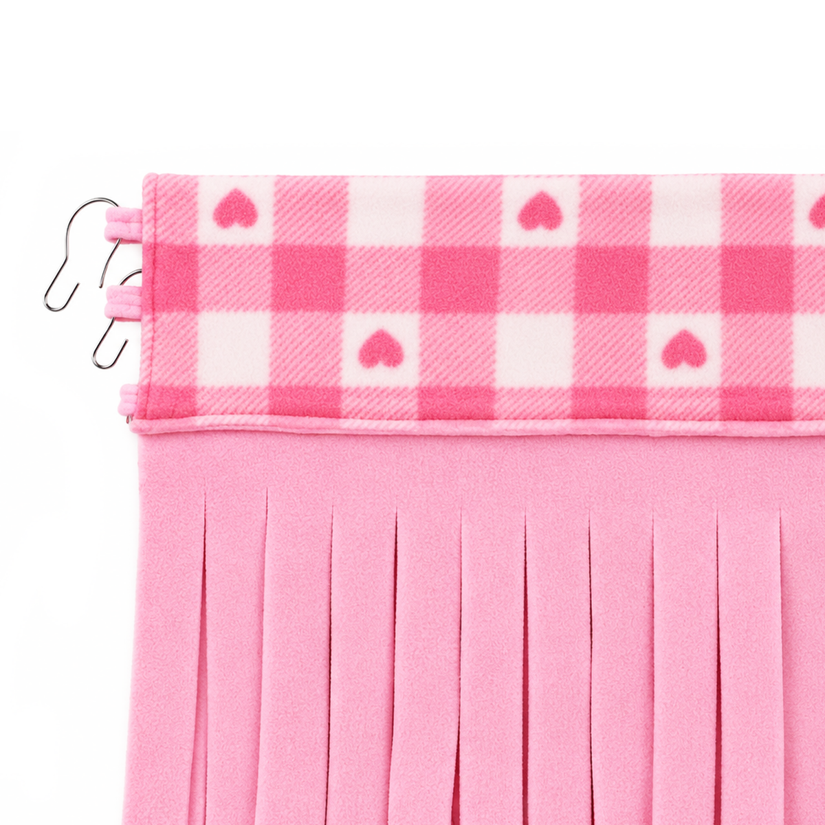 Pink Heart Gingham large guinea pig fleece forest with pink curtains and clips