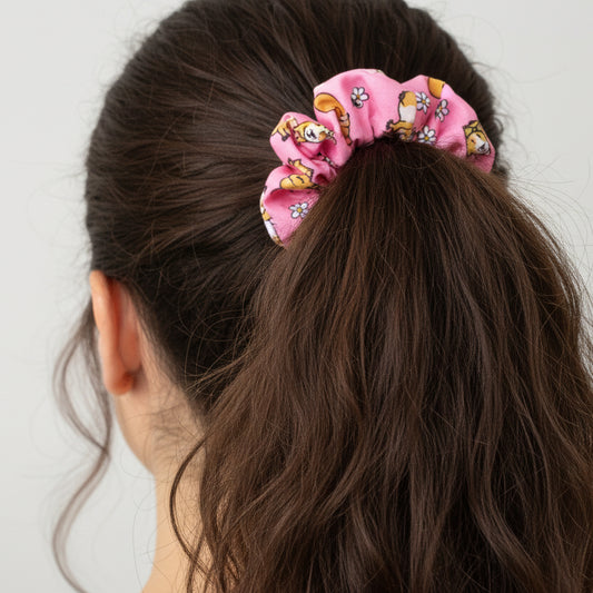 Pink Guinea Pig Hair Scrunchie - Large Or Regular Scrunchie