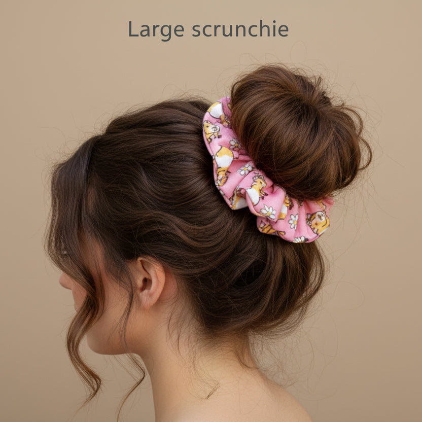 Pink Guinea Pig Hair Scrunchie - Large Or Regular Scrunchie