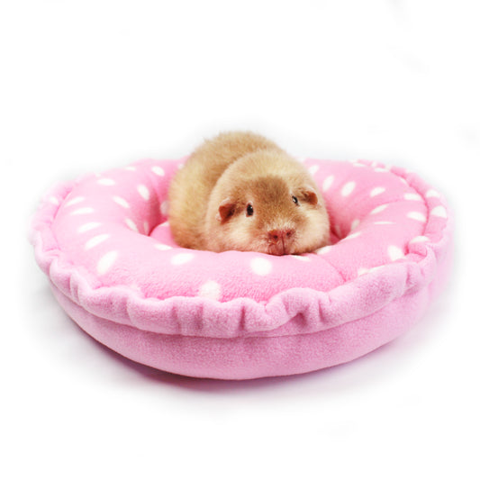 Pink Polka Dot Doughnut Bed for Guinea Pigs