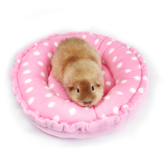 Pink Polka Dot Doughnut Bed for Guinea Pigs