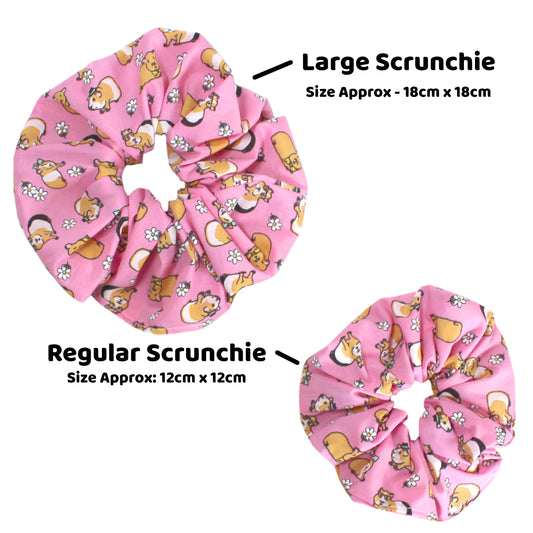 Pink Guinea Pig Hair Scrunchie - Large Or Regular Scrunchie