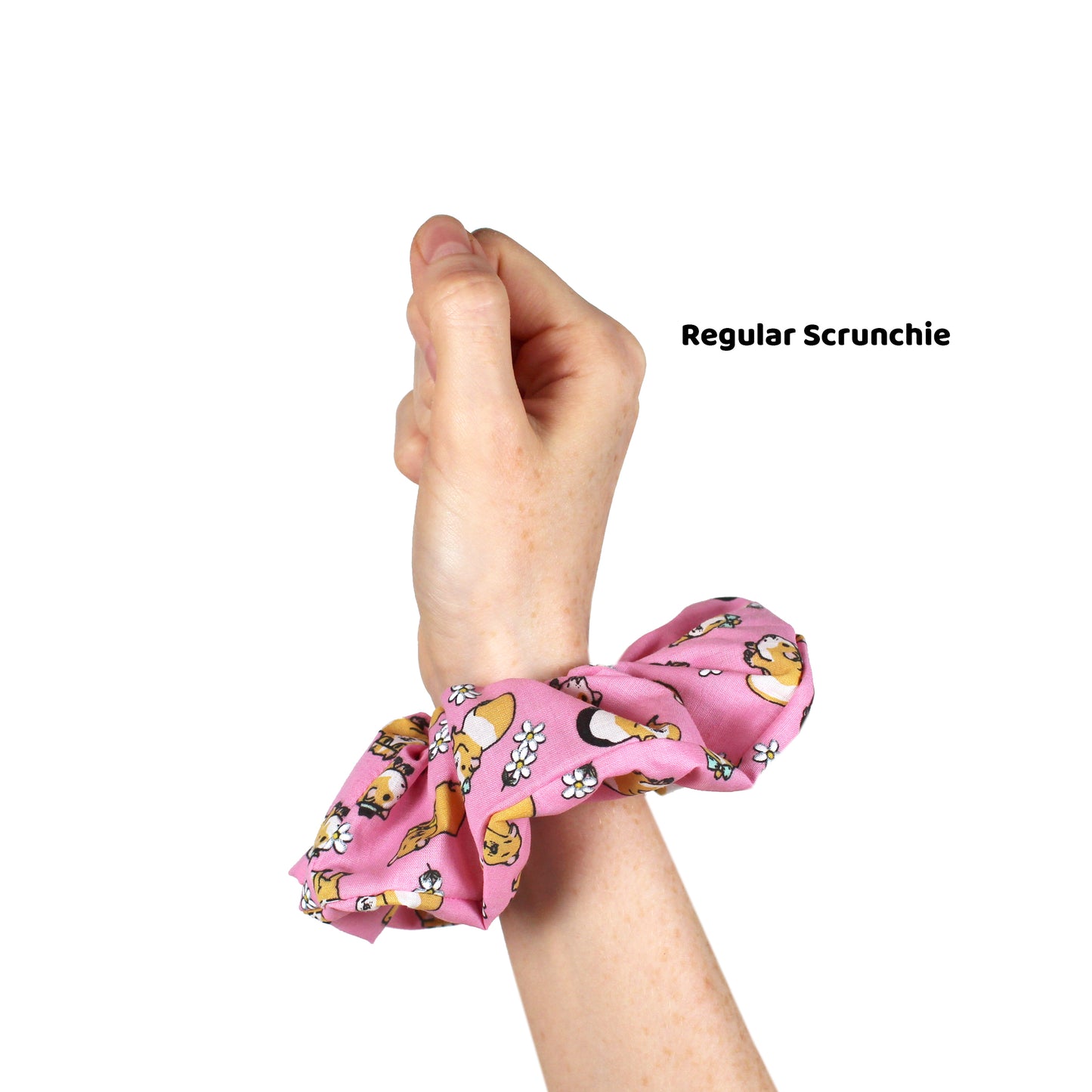 Pink Guinea Pig Hair Scrunchie - Large Or Regular Scrunchie