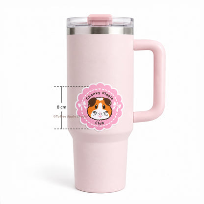 Pink Chonky Piggie Club Guinea Pig Vinyl Sticker - White