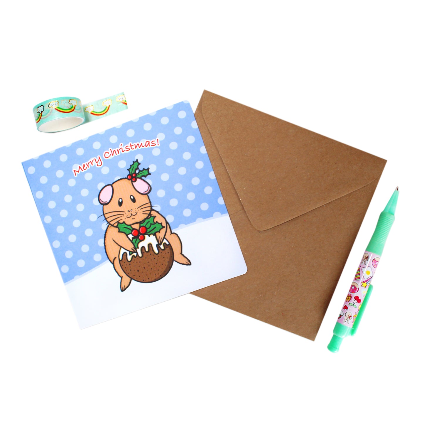 Pudding The Guinea Pig - Merry Christmas Card