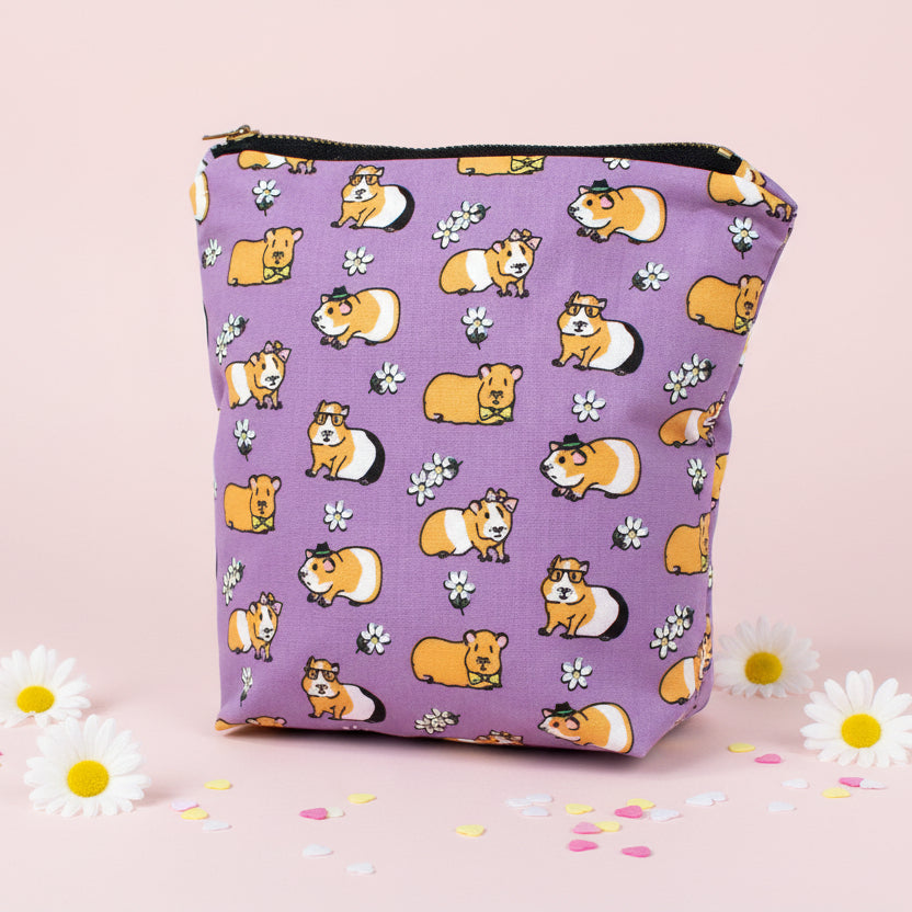 Purple Guinea Pig Quilted Accessory Bag