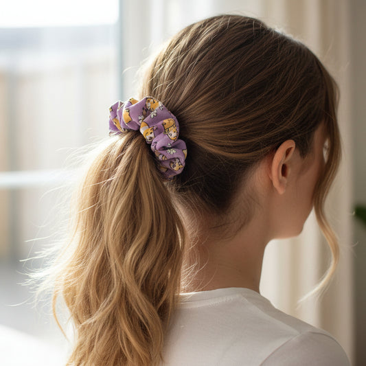 Purple Guinea Pig Hair Scrunchie - Large Or Regular Scrunchie