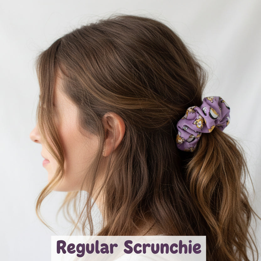 Purple Guinea Pig Hair Scrunchie - Large Or Regular Scrunchie