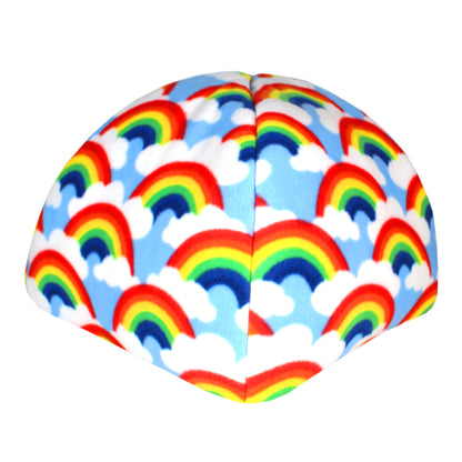 Rainbow Fleece Hidey House for Guinea Pigs, rear view of the hideout
