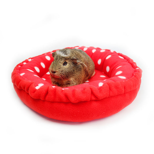 Red Polka Dot Doughnut Beds for Guinea Pigs
