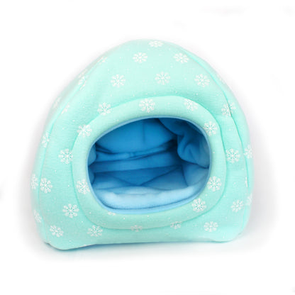 Pet bed with snowflake pattern on a white background