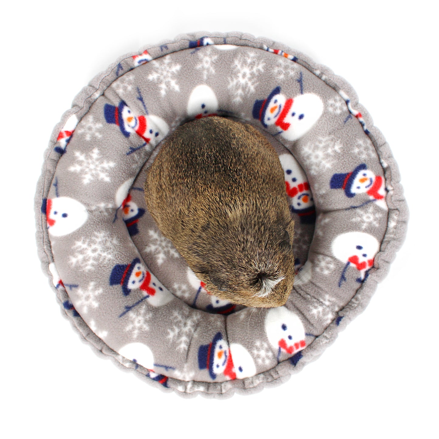 Grey Snowman Doughnut Bed for Small Animals