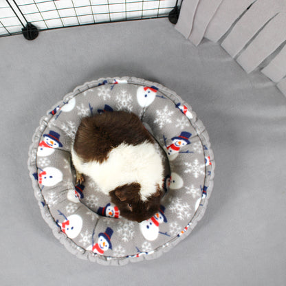 Grey Snowman Doughnut Bed for Small Animals