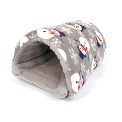 Pet bed with snowman pattern on a white background