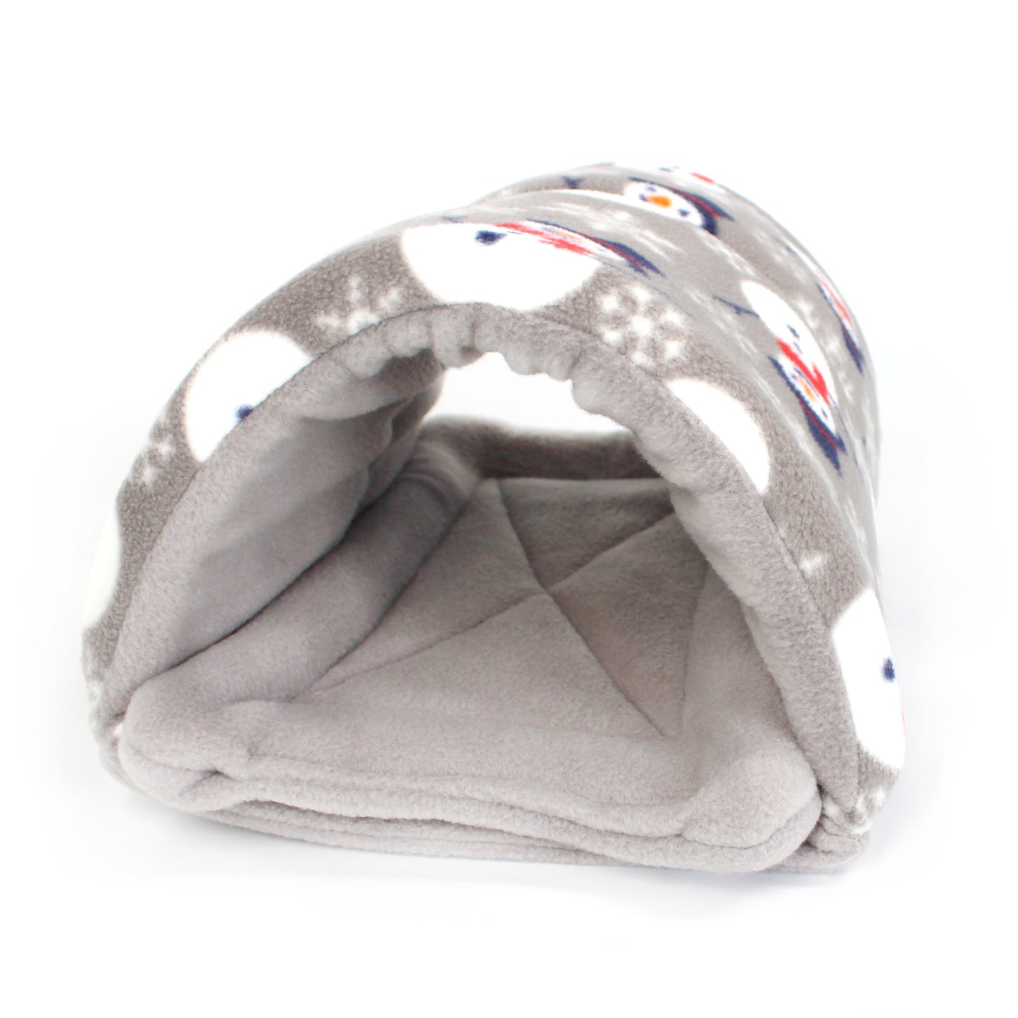Gray pet play tunnel with colorful floral pattern on a white background