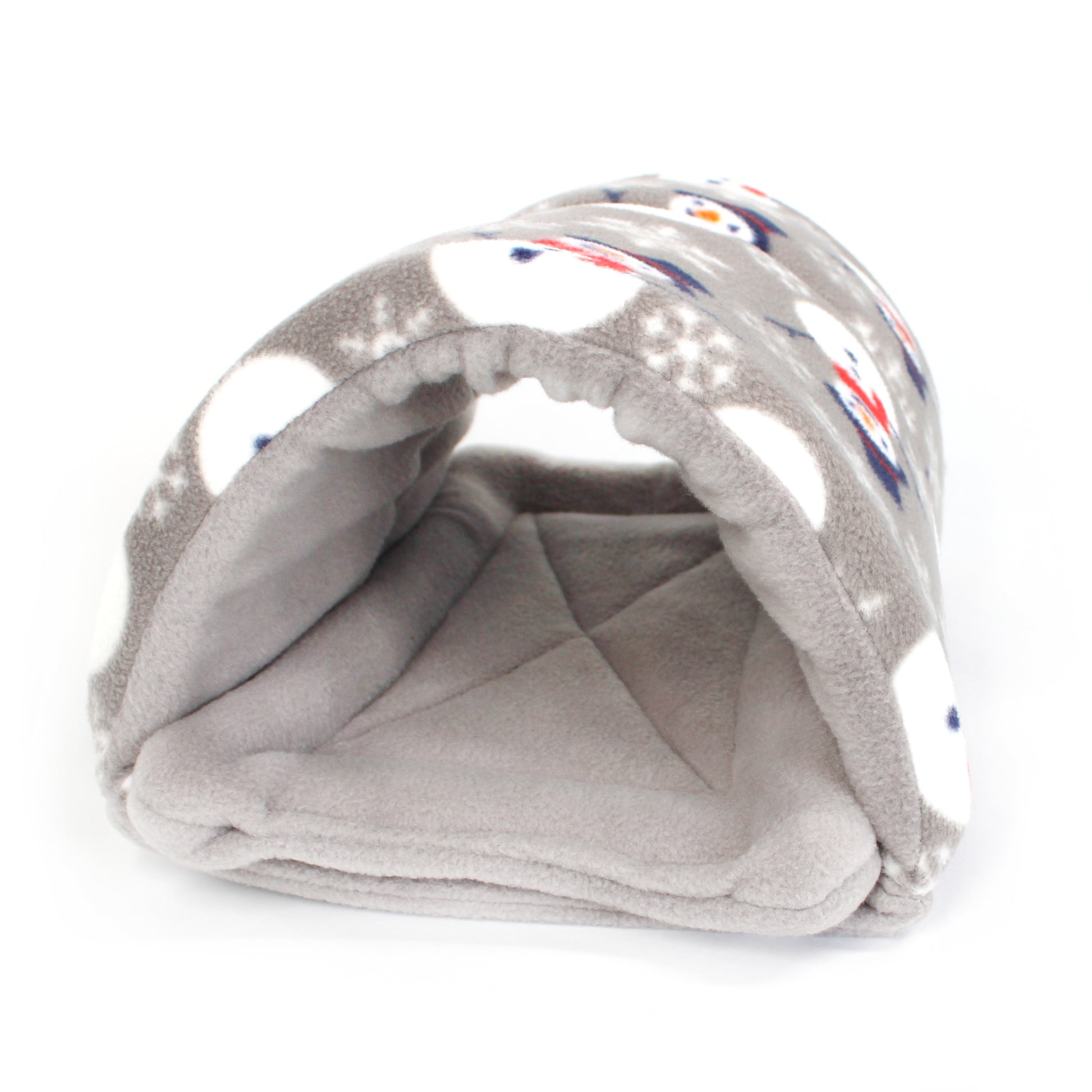 Gray pet play tunnel with colorful floral pattern on a white background