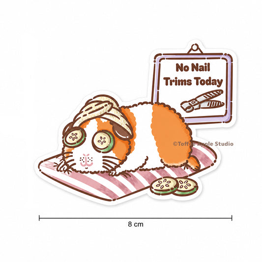 No Nail Trims Today Guinea Pig Vinyl Sticker - White