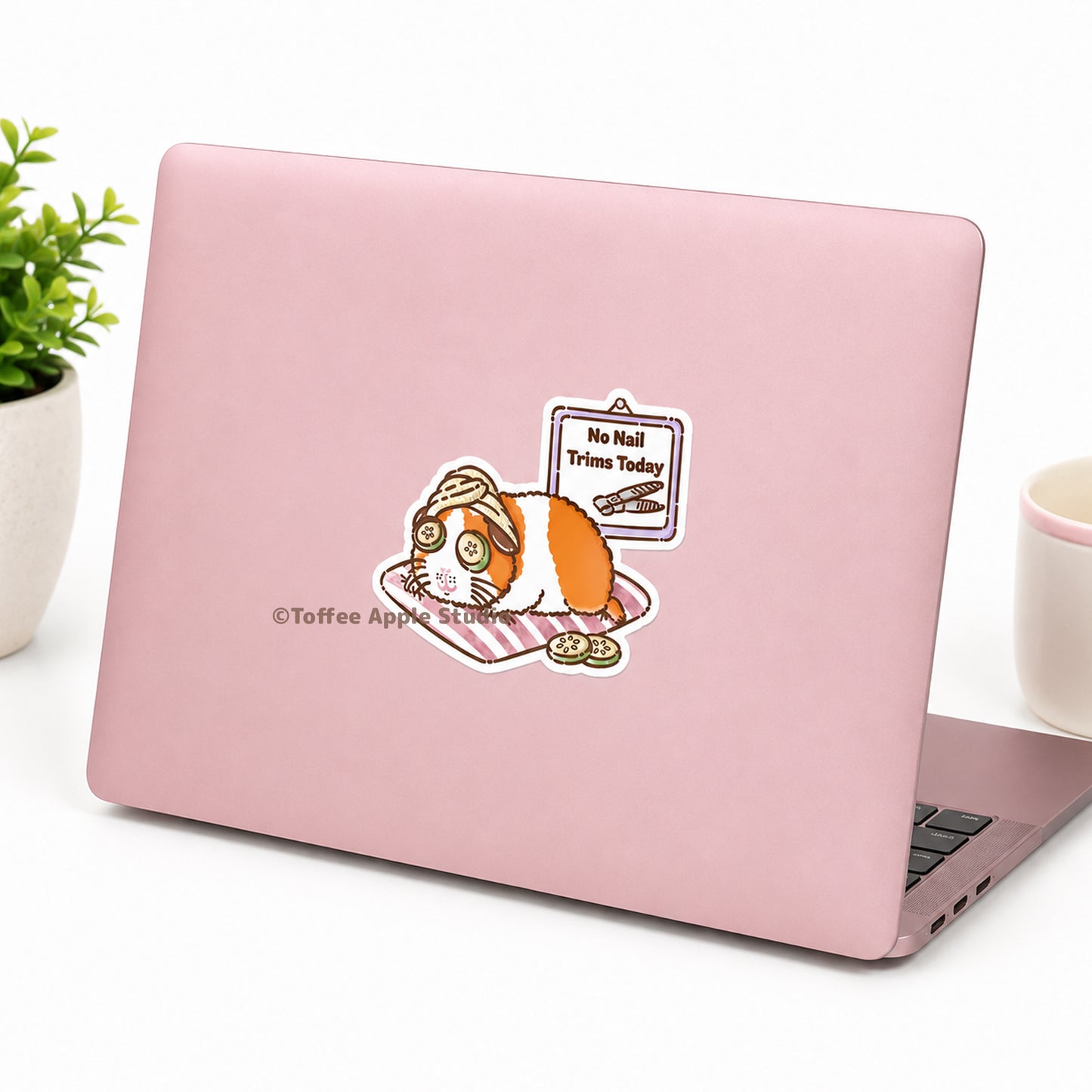 No Nail Trims Today Guinea Pig Vinyl Sticker - White