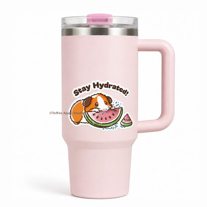 Stay Hydrated Guinea Pig Vinyl Sticker - Clear